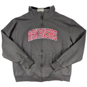 Colosseum Athletics Arkansas Razorbacks Full Zip Sweatshirt Mens 2XL Gray Preppy